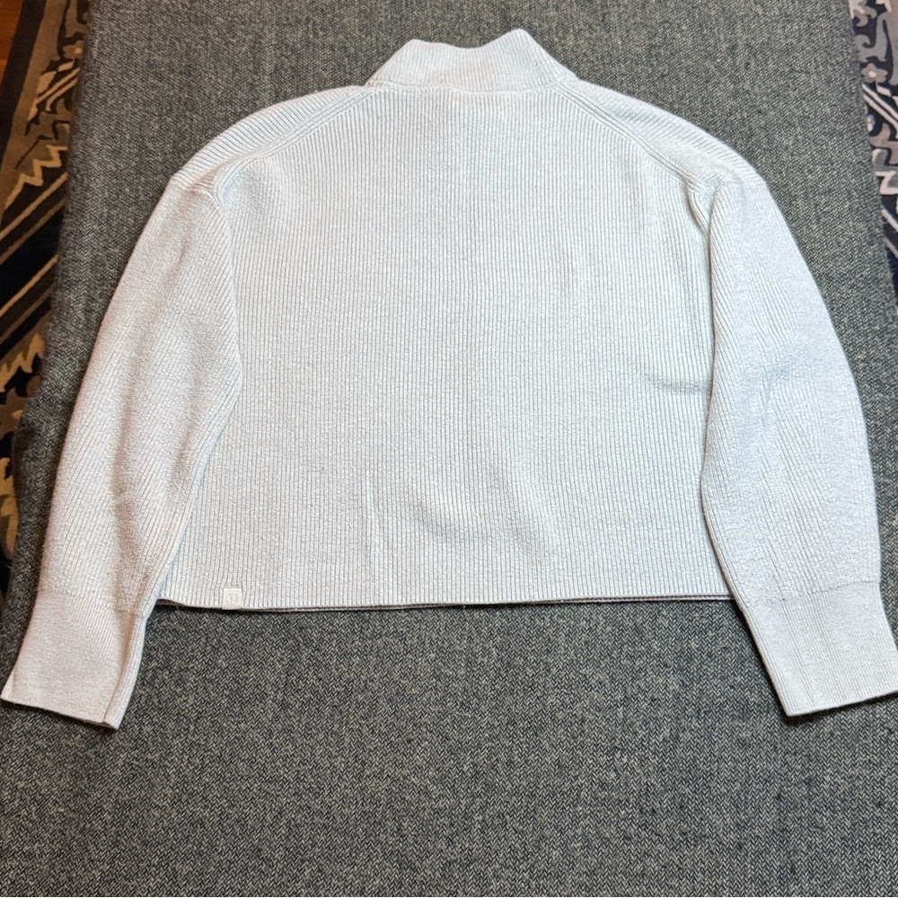 Lululemon Boxy Cotton-Blend Sweater Heathered Bone Cream sz est 8-10 - Picture 8 of 9